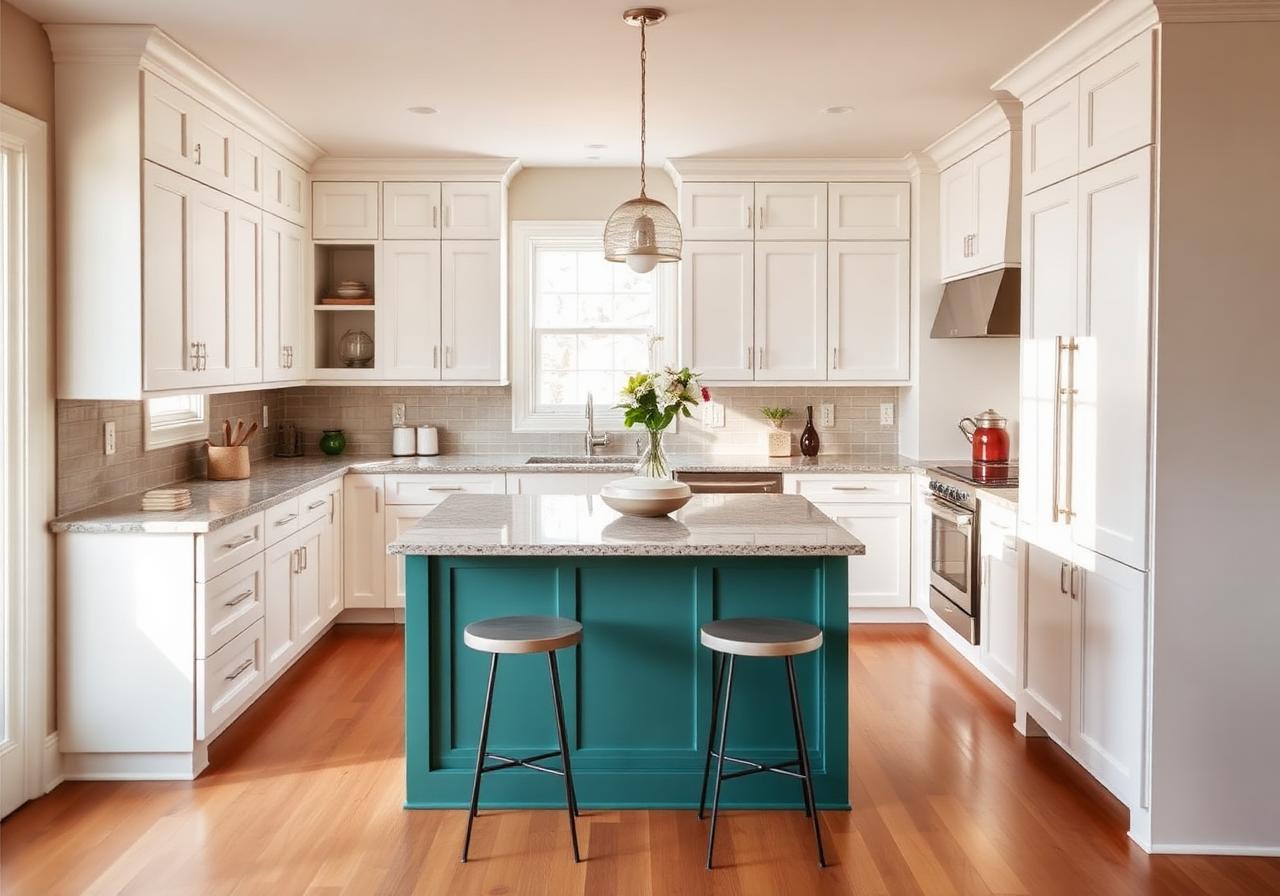 Modern Winnipeg kitchen with teal island